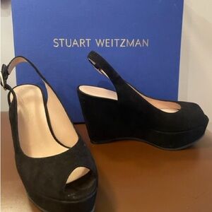 Stuart Weitzman Rinna black suede wedge